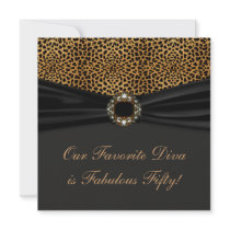 Leopard Diva Womans Fabulous 50th Birthday Party Custom Invitations