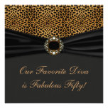 Leopard Diva Womans Fabulous 50th Birthday Party Custom Invitations