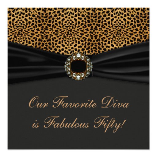 Leopard Diva Womans Fabulous 50th Birthday Party Custom Invitations (front side)