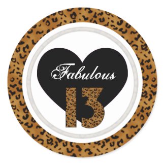 Leopard: Fabulous 13 Birthday Stickers