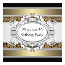 Leopard Fabulous 50th Womans 50th Birthday Party Custom Invite