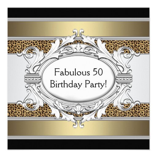 Leopard Fabulous 50th Womans 50th Birthday Party Custom Invite