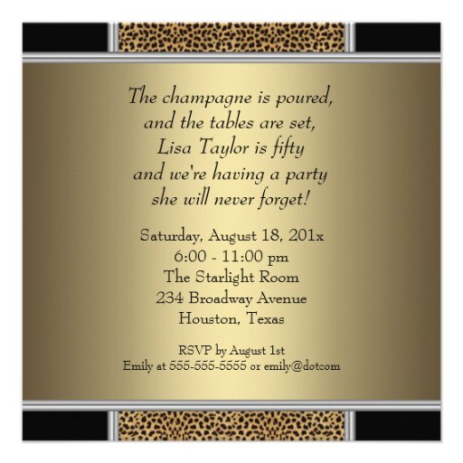 Leopard Fabulous 50th Womans 50th Birthday Party Custom Invite