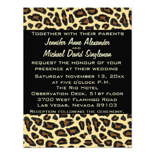 Leopard Fur Modern Wedding and Reception Invitations