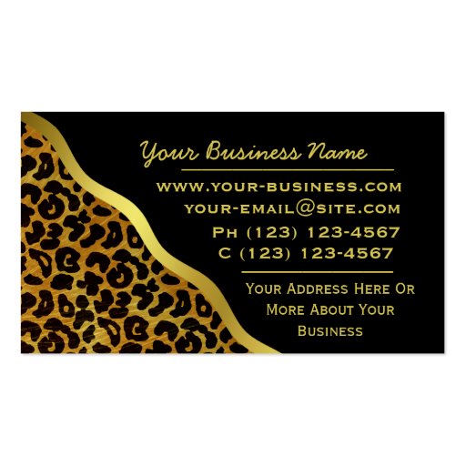 Leopard Fur Print Animal Pattern Business Cards (back side)