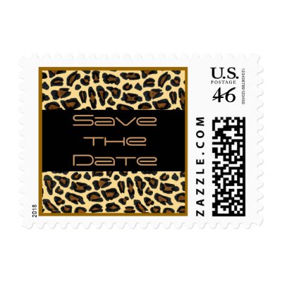 Leopard Fur Save the Date Postage Stamps