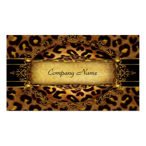 Leopard Gold Black Boutique Card Elegant 2 Business Card Templates (front side)