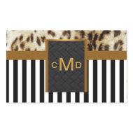 Leopard Gold Black & White Stripes Monogram Seal sticker