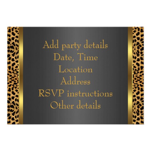 Leopard Gold Black Womans 50th Birthday Party Invite