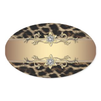 Leopard Gold Jewel Elegant Envelope Seal sticker