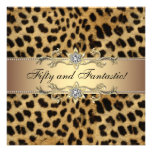 Leopard Gold Womans 50th Birthday Party Personalized Announcements
