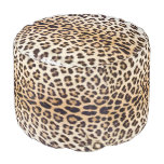 Leopard hair round pouf