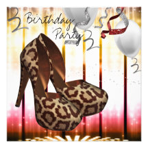 Leopard High Heel Shoes Disco Birthday Party Custom Announcement