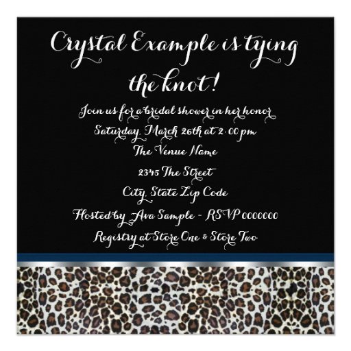 Leopard High Heels Royal Blue Bridal Shower Custom Invite