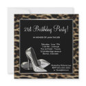 Leopard High Heels Womans 21st Birthday invitation
