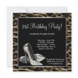 Leopard High Heels Womans 21st Birthday Personalized Invites