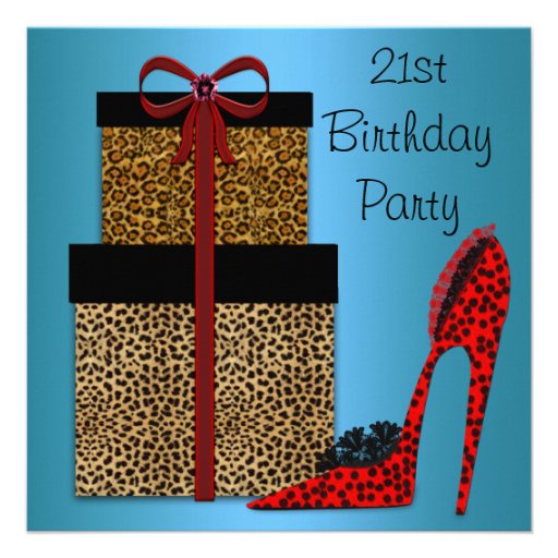 Leopard High Heels Womans 21st Birthday Party Personalized Invite