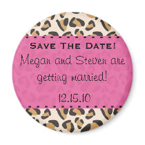 Leopard & Hot Pink Save the Date Magnets magnets