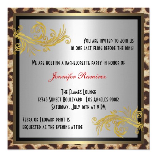 Leopard & Hot Red Heels Bachelorette Party Invite