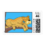 LEOPARD IN A TREE IN POSTAGE STAMP