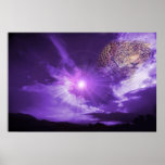 Leopard in purple sky. poster posters