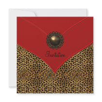 Leopard Jewel Red All Occasion Party Personalized Invitation