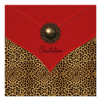 Leopard Jewel Red All Occasion Party Personalized Invitation