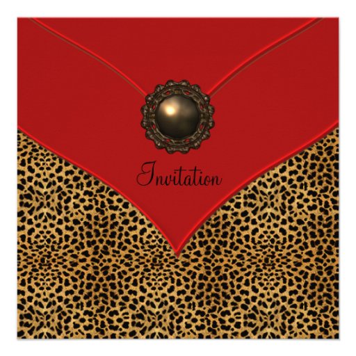 Leopard Jewel Red All Occasion Party Personalized Invitation
