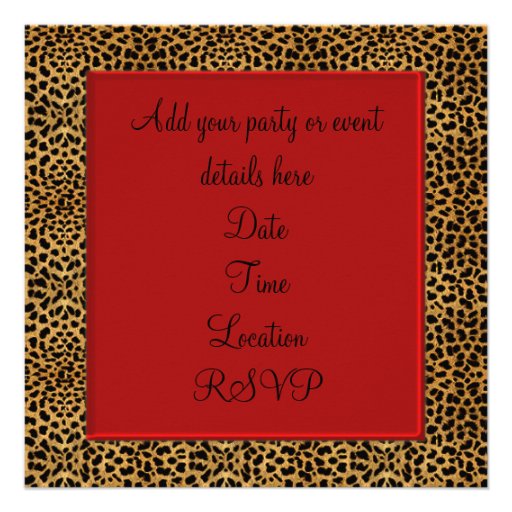 Leopard Jewel Red All Occasion Party Personalized Invitation