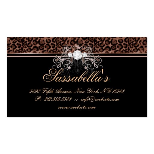 Leopard Jewelry Business Card Crown Brown (back side)