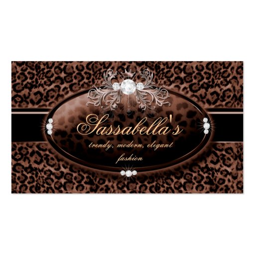 Leopard Jewelry Business Card Crown Brown