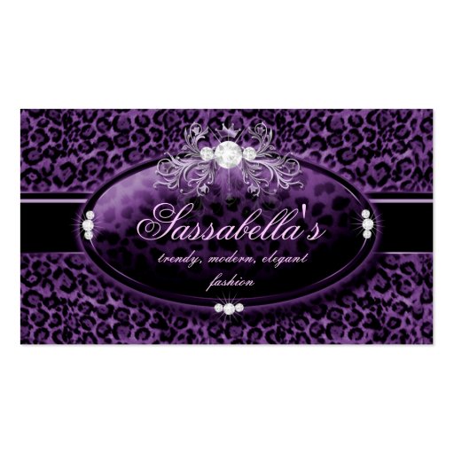 Leopard Jewelry Business Card Crown Purple (front side)