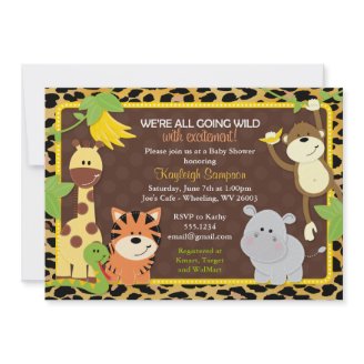 Leopard Jungle Friends Baby Shower Invitations