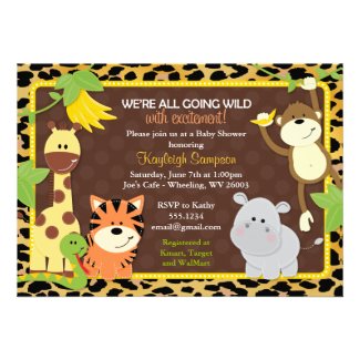 Leopard Jungle Friends Baby Shower Invitations