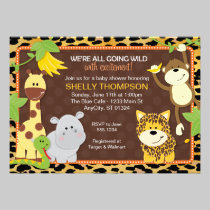 Leopard Jungle Friends Orange Baby Shower Invitati invitations