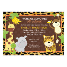 Leopard Jungle Friends Orange Baby Shower Invitati Custom Invite