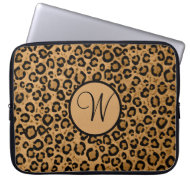 Leopard Laptop Sleeve With Initial electronicsbag