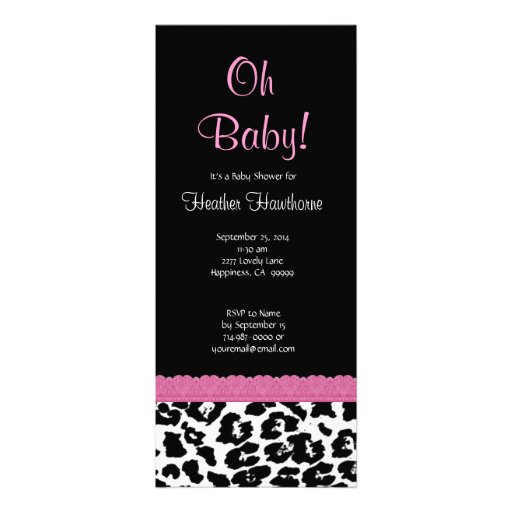 Leopard Pattern Girl Baby Shower  V12 Personalized Announcement