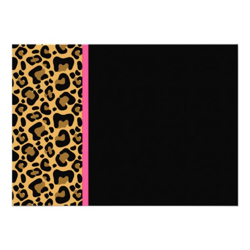 Leopard Pattern Pink Printed Ribbon Baby Shower Custom Invitation