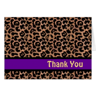 Leopard Pattern Purple Stripe Sweet 16 THANK YOU