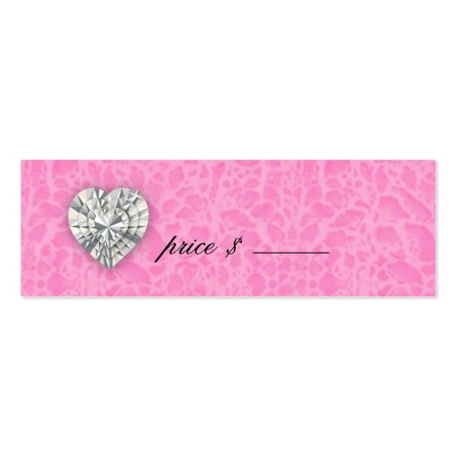 Leopard Pearl Lace Jewels Price Tag Pink Business Cards (back side)