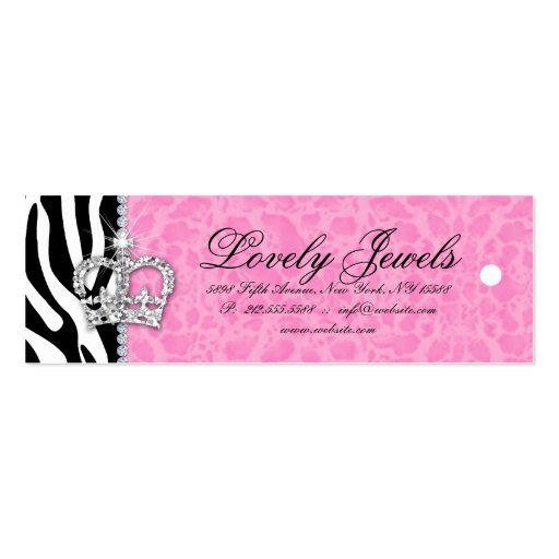 Leopard Pearl Lace Jewels Price Tag Pink Crown Business Card Templates