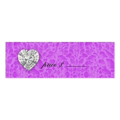 Leopard Pearl Lace Jewels Price Tag Purple Business Cards (back side)