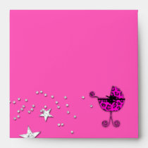 Leopard Pink Pram Stars Baby Shower envelopes