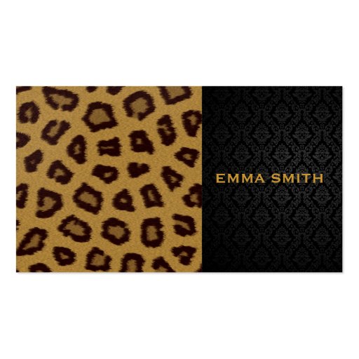 Leopard Print and Damask Business Card