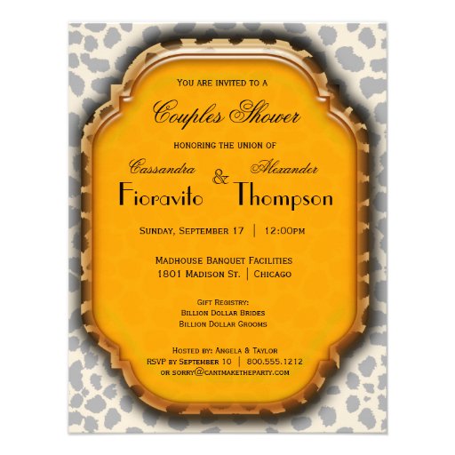 Leopard Print And Deep Yellow Accent Frame Invite