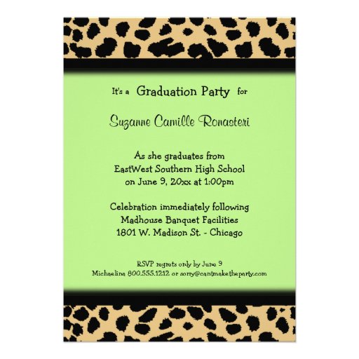 Leopard Print And Mint Accent Party Photo Invite