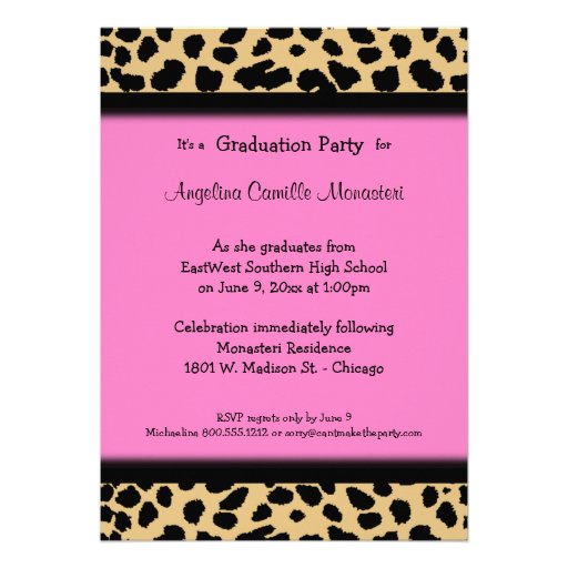 Leopard Print And Pink Accent Party Photo Invite