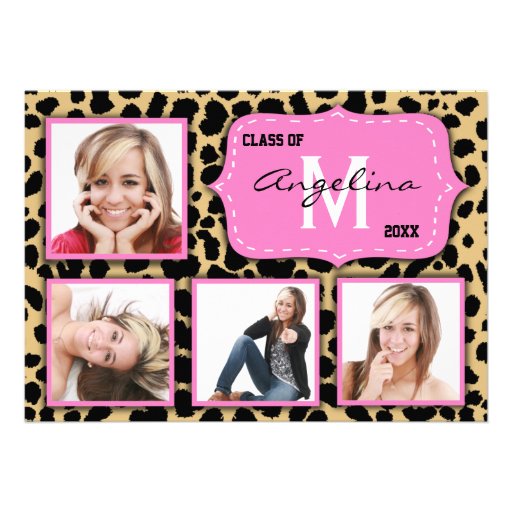 Leopard Print And Pink Accent Party Photo Invite