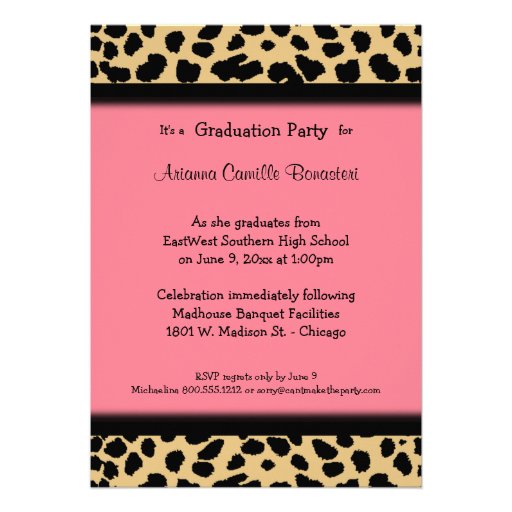 Leopard Print And Salmon Accent Party Photo Invite
